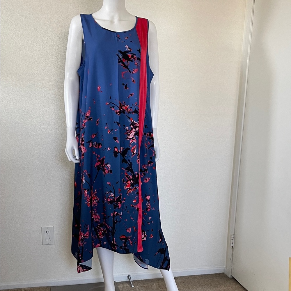 RACHEL Rachel Roy Asymmetrical Blue and Pink Floral Dress
